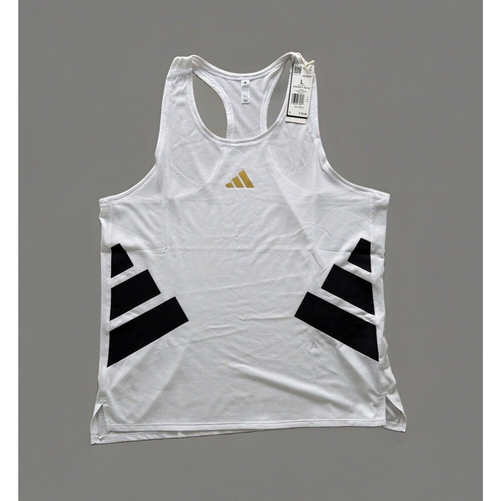 Adidas Adizero All Time Classics Run Singlet White / Black Men's L KE5674 / NWT